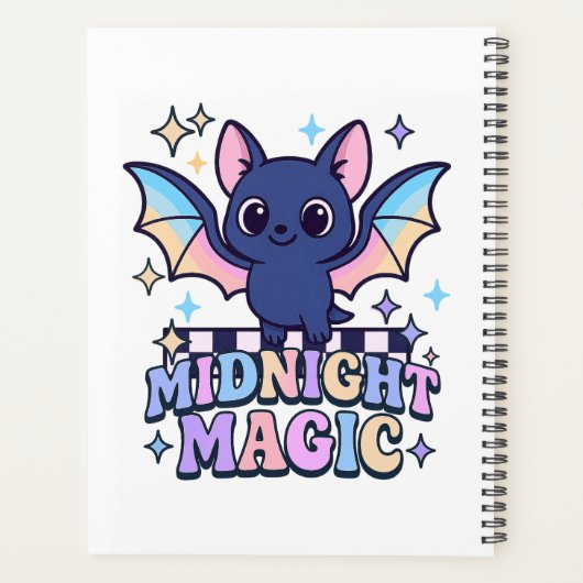 Retro Pastelcore Schattigee Halloween Bat & Checke Planner (Achterkant)