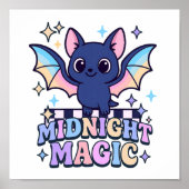 Retro Pastelcore Schattigee Halloween Bat & Checke Poster (Voorkant)