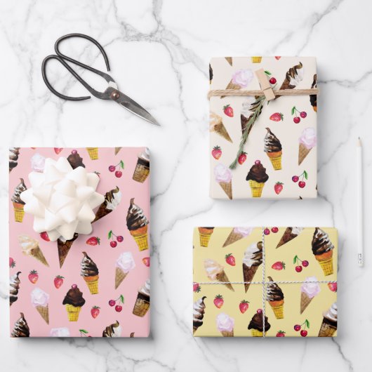 Retro pastelijs handgetekende Waterverf Inpakpapier Vel (Voorkant)