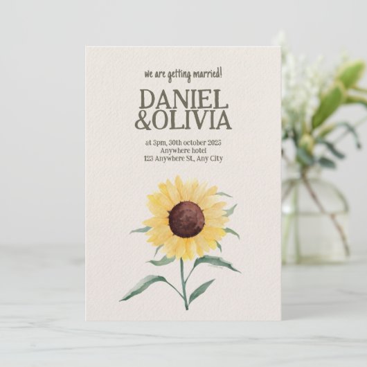 Retro Pastelkleur Daisy Wedding Kaart (Staand voorkant)
