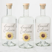 Retro Pastelkleur Daisy Wedding Likeurfles Etiket (Flessen)