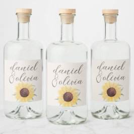 Retro Pastelkleur Daisy Wedding Likeurfles Etiket