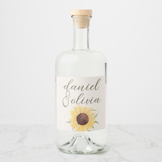 Retro Pastelkleur Daisy Wedding Likeurfles Etiket (Voorkant)