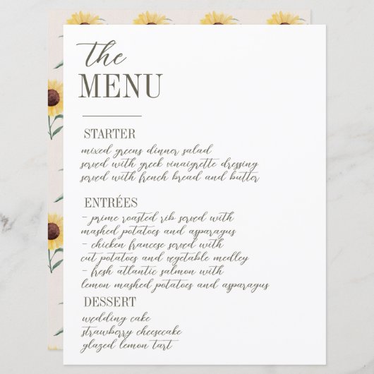 Retro Pastelkleur Daisy Wedding Menu (Voorkant / Achterkant)