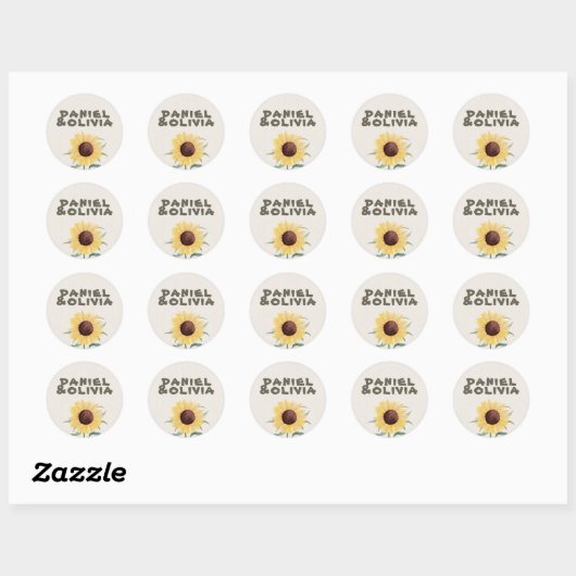 Retro Pastelkleur Daisy Wedding Ronde Sticker (Vel)