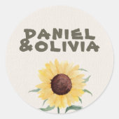 Retro Pastelkleur Daisy Wedding Ronde Sticker (Voorkant)