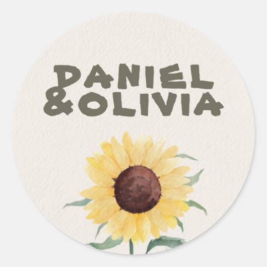 Retro Pastelkleur Daisy Wedding Ronde Sticker (Voorkant)