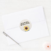 Retro Pastelkleur Daisy Wedding Ronde Sticker (Envelop)
