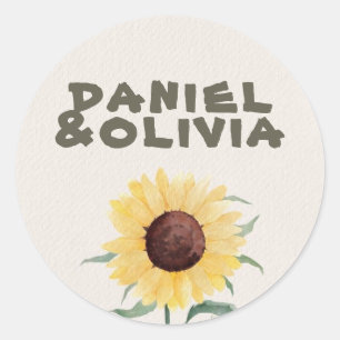 Retro Pastelkleur Daisy Wedding Ronde Sticker
