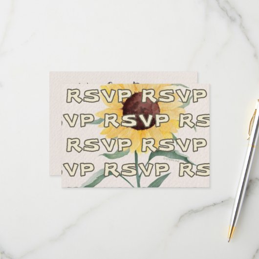 Retro Pastelkleur Daisy Wedding RSVP Kaartje (Voorkant / Achterkant in situ)