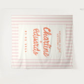 Retro Pastelkleurige Gestreepte Bruiloft  Wandkleed (Voorkant (horizontaal))