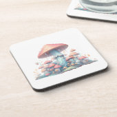 Retro pastelpaddenstoelen design met zachte kleure bier onderzetter (Linkerzijde)