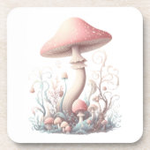 Retro pastelpaddenstoelen design met zachte kleure bier onderzetter (Voorkant)
