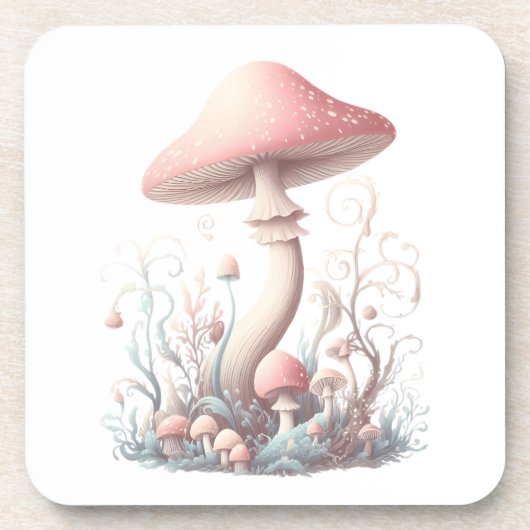 Retro pastelpaddenstoelen design met zachte kleure bier onderzetter (Voorkant)