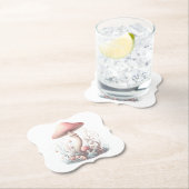 Retro pastelpaddenstoelen design met zachte kleure kartonnen onderzetters (Insitu)