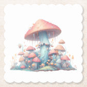 Retro pastelpaddenstoelen design met zachte kleure kartonnen onderzetters (Voorkant)