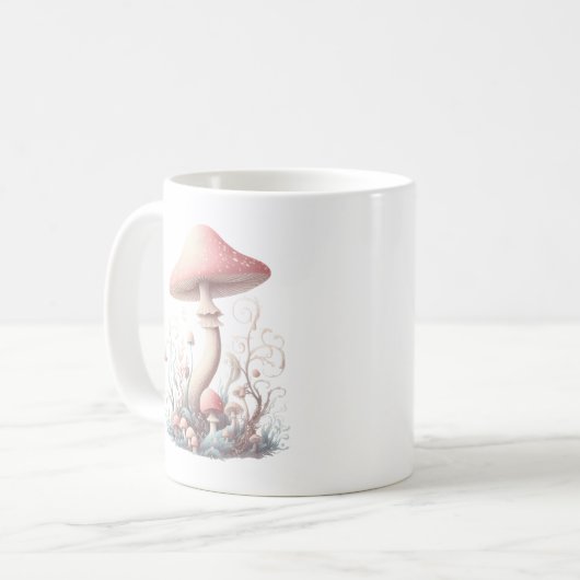 Retro pastelpaddenstoelen design met zachte kleure koffiemok (Voorkant links)