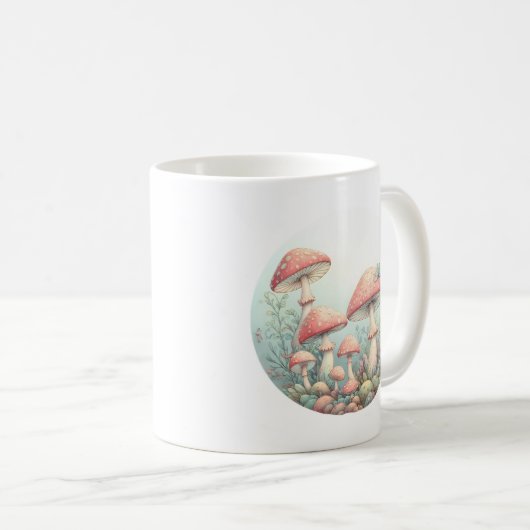 Retro pastelpaddenstoelen design met zachte kleure koffiemok (Voorkant rechts)