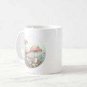 Retro pastelpaddenstoelen design met zachte kleure koffiemok (Voorkant links)