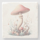 Retro pastelpaddenstoelen design met zachte kleure stenen onderzetter (Voorkant)