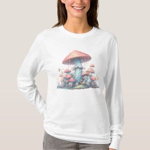 Retro pastelpaddenstoelen design met zachte kleure t-shirt