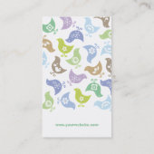 Retro Pastels Blue Paarse Chicken Pattern Whimsica Visitekaartje (Achterkant)