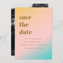 Retro Pastels Gradiënt Eenvoudige Unieke Huwelijks Save The Date
