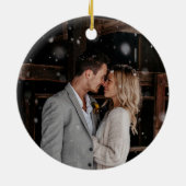 Retro Pastels Gradiënt Unieke trouwfoto Keramisch Ornament (Achterkant)