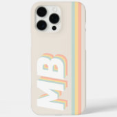 Retro pastelstrepen gepersonaliseerd Initiaal mono Case-Mate iPhone Case (Achterkant)