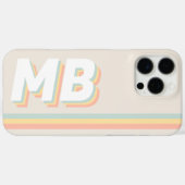 Retro pastelstrepen gepersonaliseerd Initiaal mono Case-Mate iPhone Case (Achterkant (horizontaal))