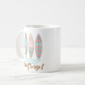 Retro pastelsurfplanken koffiemok (Voorkant links)