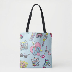 Retro patch badges, jaren 80-90 stijlpatroon. tote bag