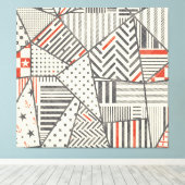 Retro Patchwork: Abstract geometrisch ontwerp Canvas Afdruk (Insitu (Houten vloer))