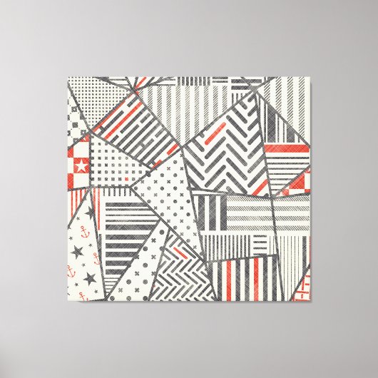 Retro Patchwork: Abstract geometrisch ontwerp Canvas Afdruk (Voorkant)