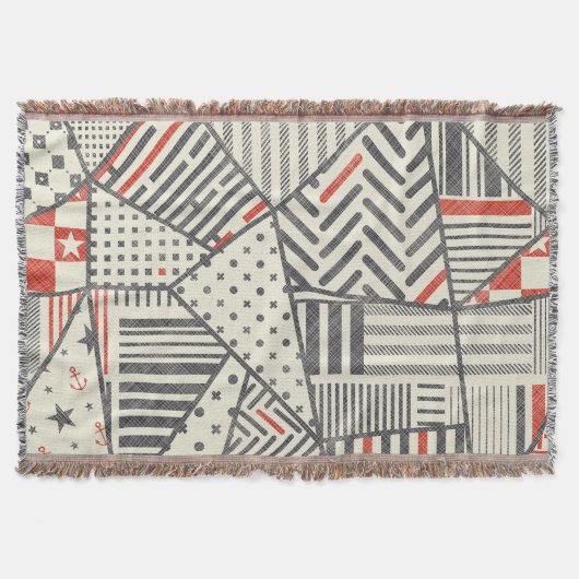 Retro Patchwork: Abstract geometrisch ontwerp Deken (Voorkant)