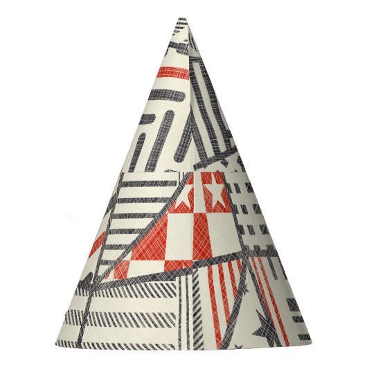 Retro Patchwork: Abstract geometrisch ontwerp Feesthoedjes (Achterkant)