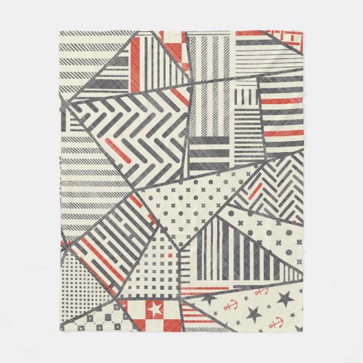 Retro Patchwork: Abstract geometrisch ontwerp Fleece Deken (Voorkant)