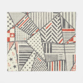 Retro Patchwork: Abstract geometrisch ontwerp Fleece Deken (Voorkant (Horizontaal))