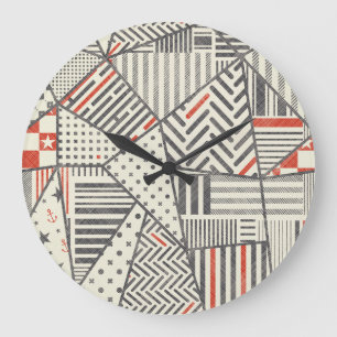 Retro Patchwork: Abstract geometrisch ontwerp Grote Klok