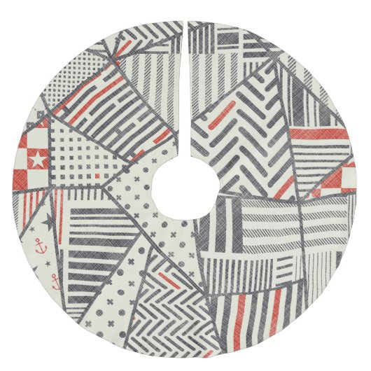 Retro Patchwork: Abstract geometrisch ontwerp Kerstboom Rok (Voorkant)
