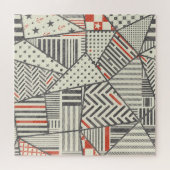 Retro Patchwork: Abstract geometrisch ontwerp Legpuzzel (Horizontaal)