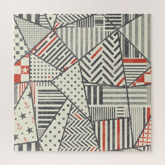 Retro Patchwork: Abstract geometrisch ontwerp Legpuzzel (Verticaal)