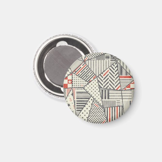 Retro Patchwork: Abstract geometrisch ontwerp Magneet (Voorkant / Achterkant)