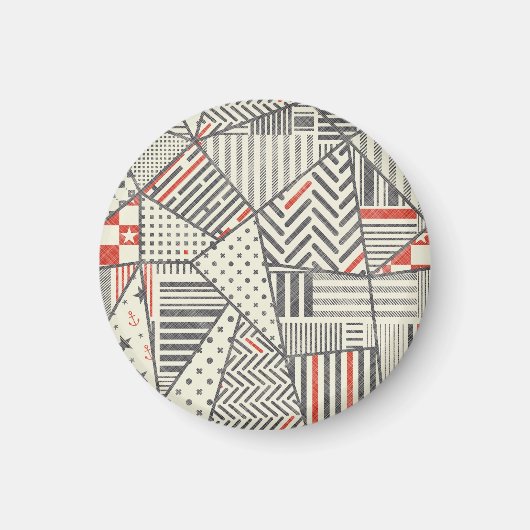 Retro Patchwork: Abstract geometrisch ontwerp Magneet (Voorkant)