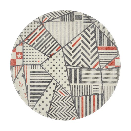 Retro Patchwork: Abstract geometrisch ontwerp Snijplank (Voorkant)