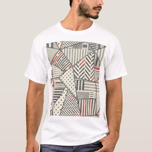 Retro Patchwork: Abstract geometrisch ontwerp T-shirt (Voorkant)