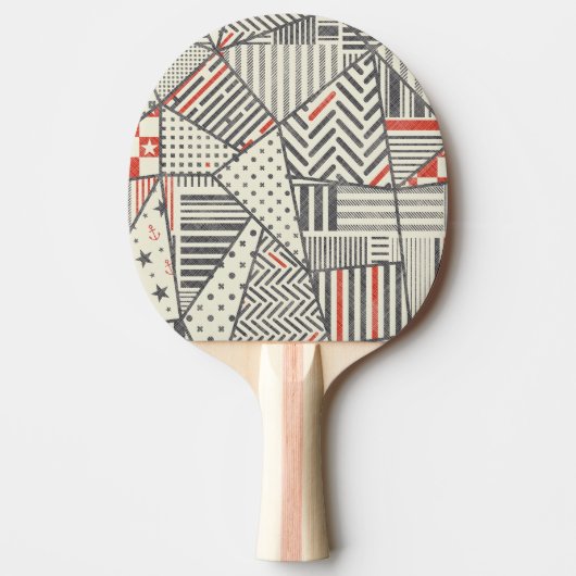 Retro Patchwork: Abstract geometrisch ontwerp Tafeltennisbatje (Voorkant)