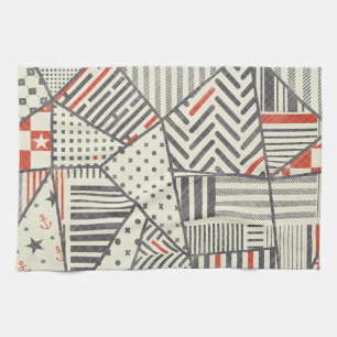 Retro Patchwork: Abstract geometrisch ontwerp Theedoek