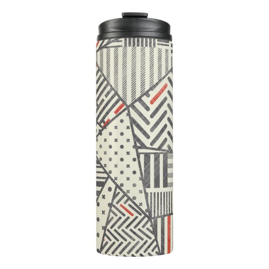 Retro Patchwork: Abstract geometrisch ontwerp Thermosbeker (Voorkant)
