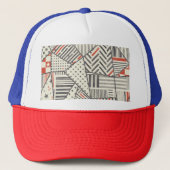 Retro Patchwork: Abstract geometrisch ontwerp Trucker Pet (Voorkant)